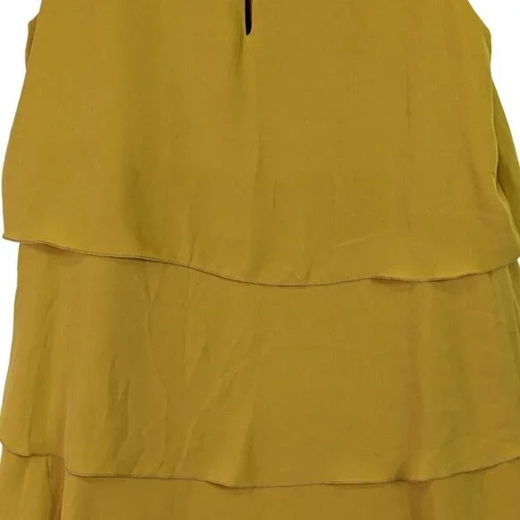 Banana Republic Women size 2 Tiered Lined Dress Mustard Sleeveless Pockets - Picture 12 of 13